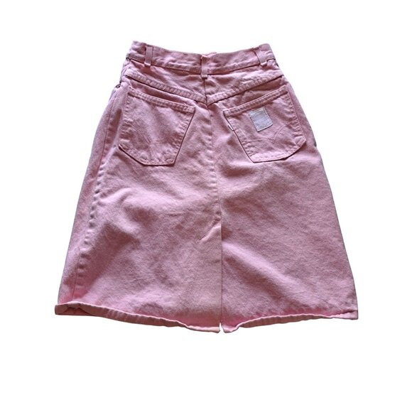 Vintage Pink Levi Strauss Denim Midi Skirt Back Pockets Women's 22" Waist RARE - Picture 1 of 11